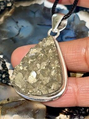 “Fools Gold” Rough Drusy Pyrite Pendant 2”
